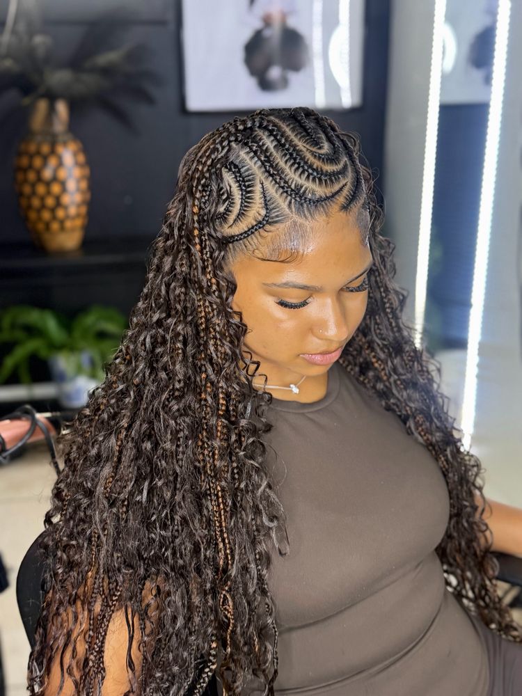 Stitch braids into boho curls