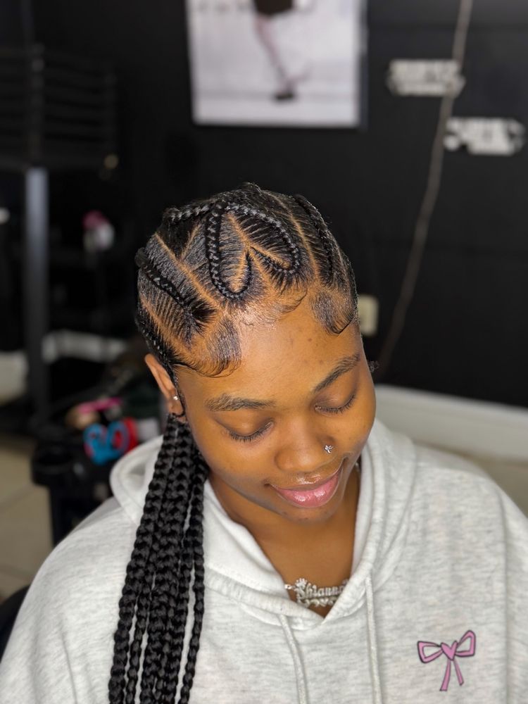 Stitch braids with a heart design
