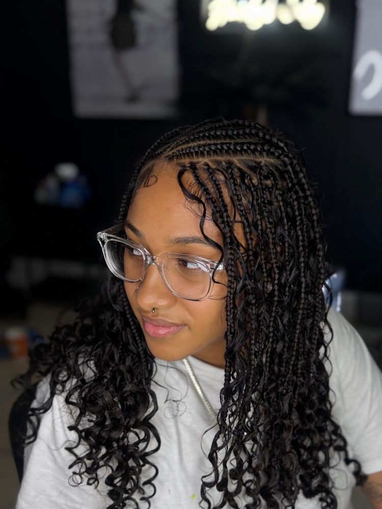 Tribal braids with curls by Hair by Bri