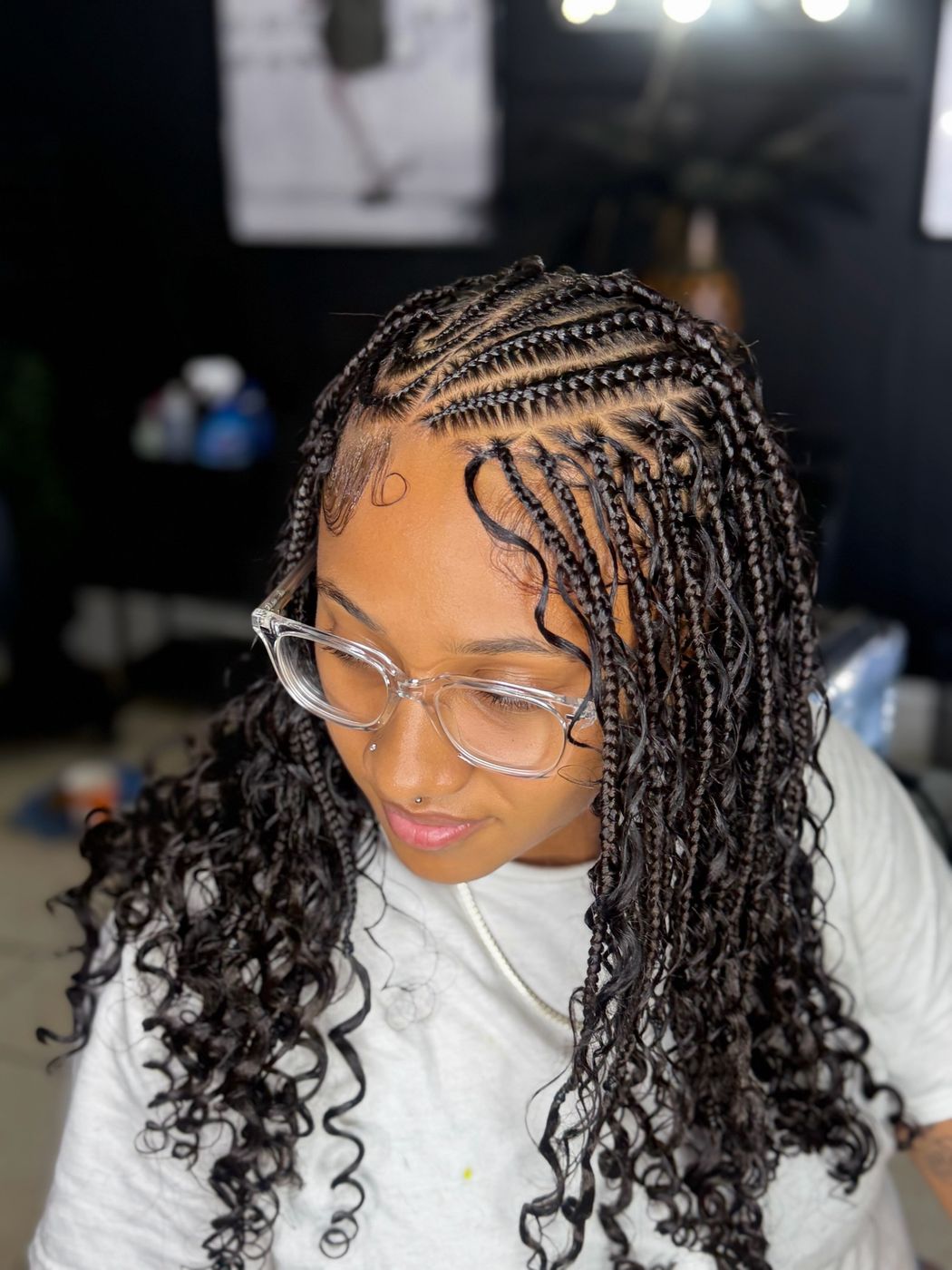 Tribal braids with curls