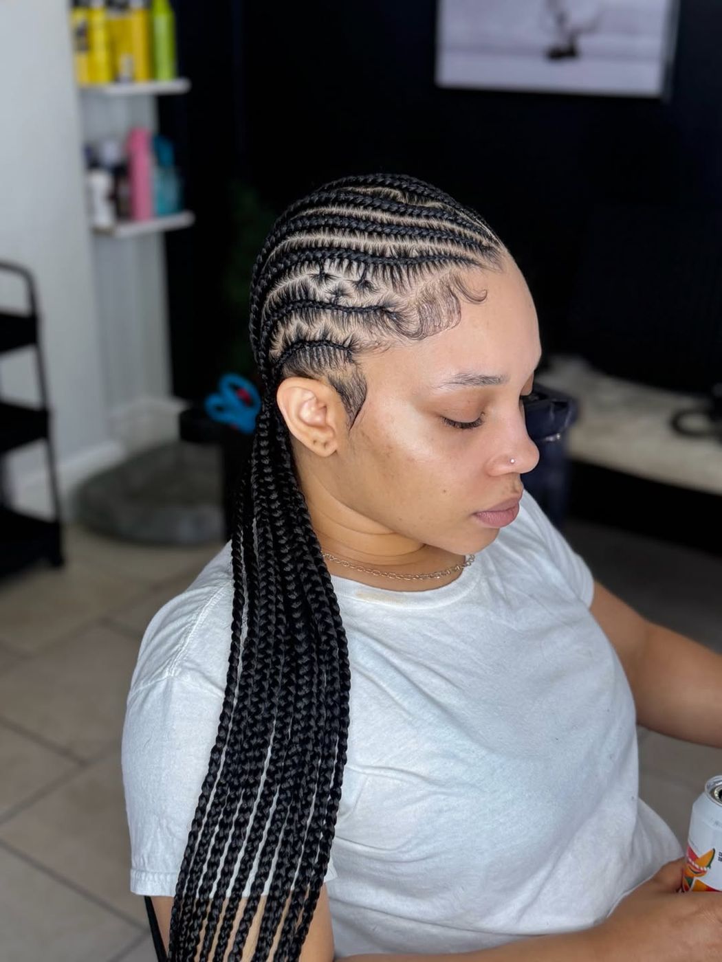 Stitch braids with a zigzag design