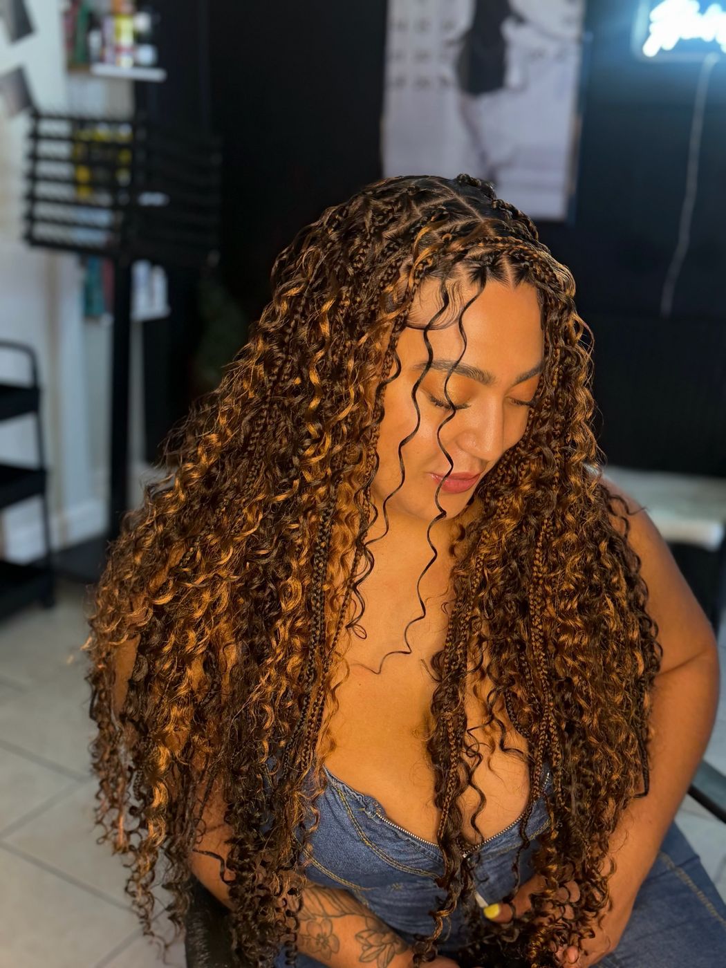 Bohemian braids with highlights